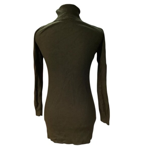 Loft Cowl Neck Sweater Mini Knit Dress Womens Size XS Dark Green - Picture 3 of 8